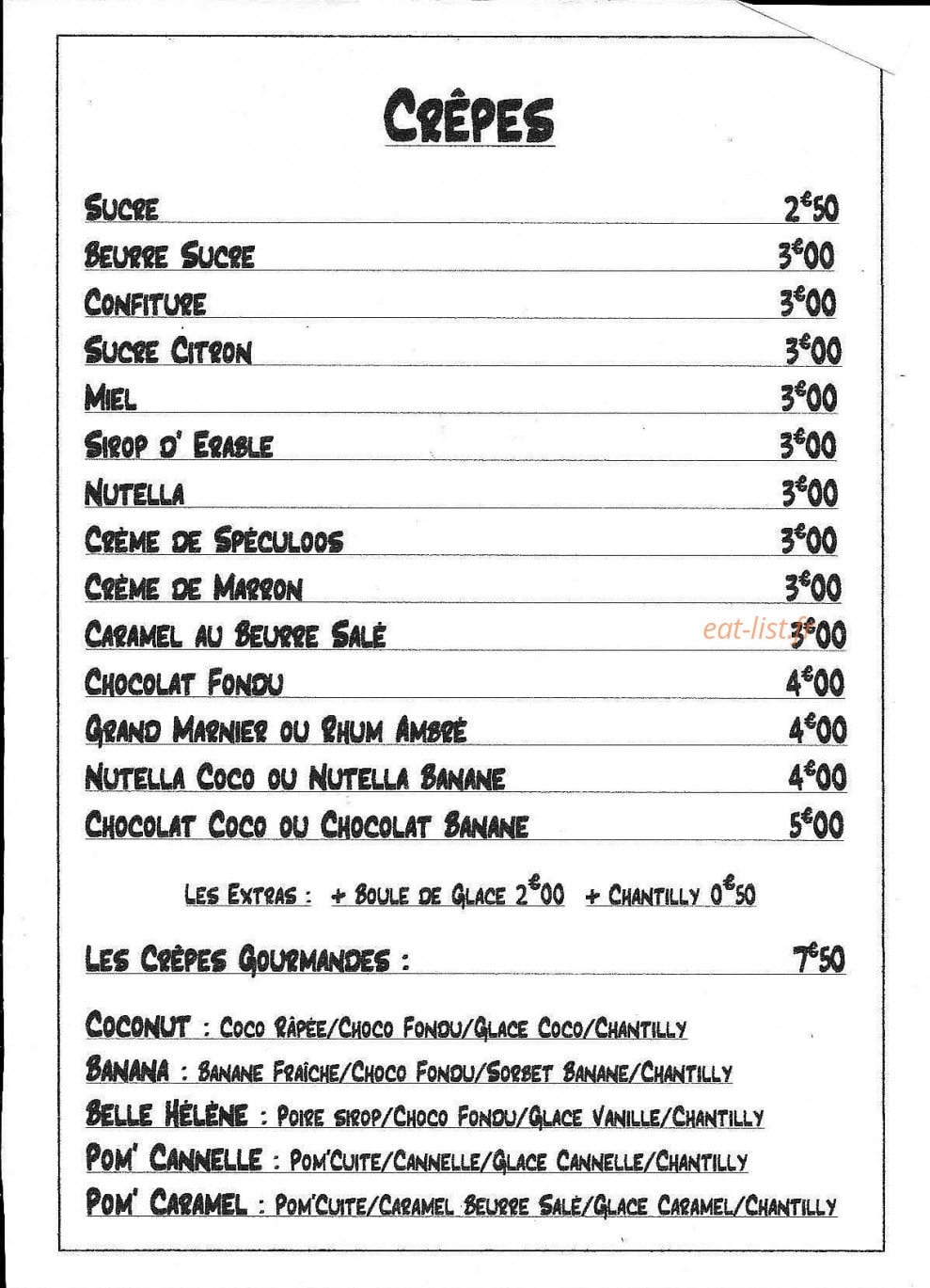 Carte et menu de Au Petit Gourmand à La Londe les Maures — Crêpes