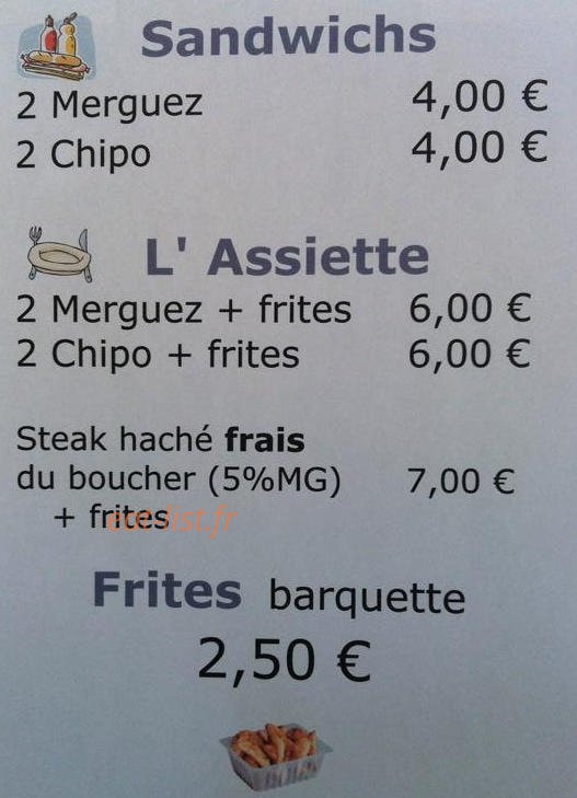 Bar de L'étoile — carte page 1