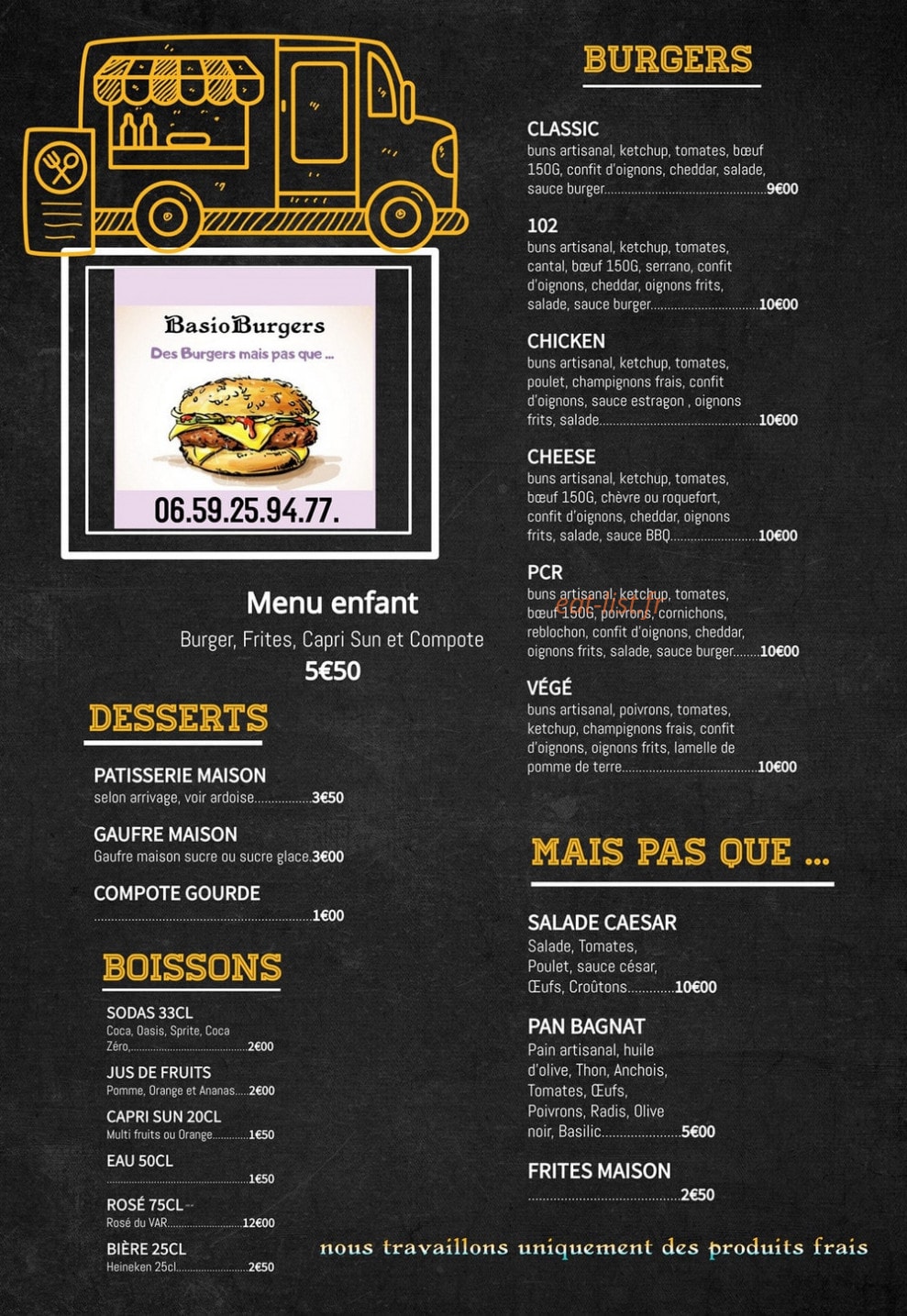 Basioburger — carte page 1