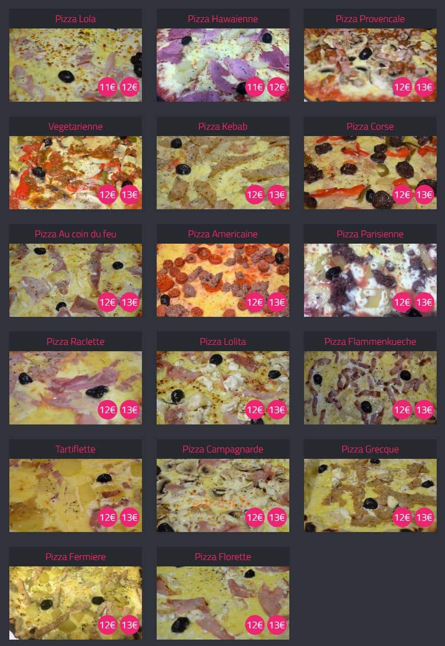 Carte et menu de Chez François à La Londe les Maures — Les pizzas (suite)