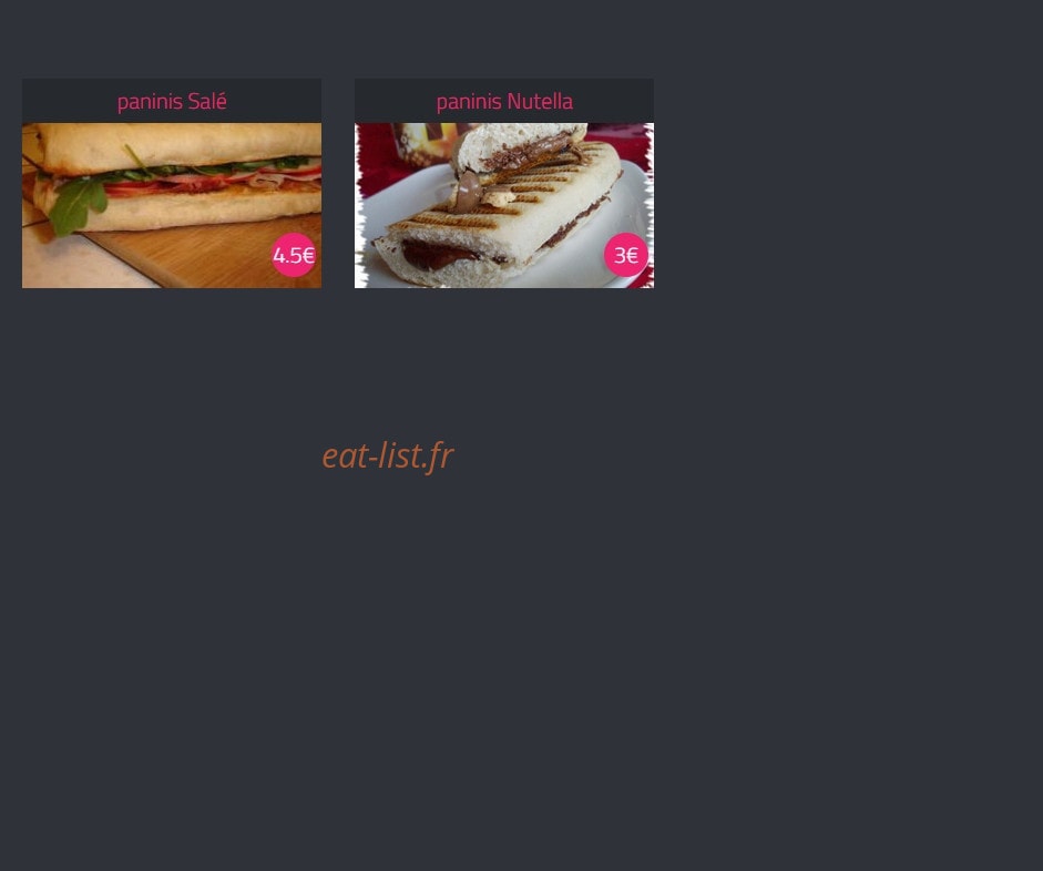 Carte et menu de Chez François à La Londe les Maures — Les paninis