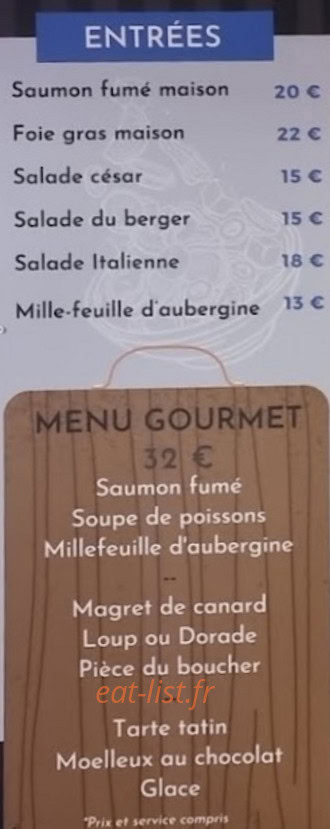 Carte et menu de Le Loup de Mer à La Londe les Maures — Les entrées et menu gourmet