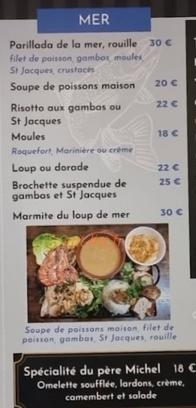 Carte et menu de Le Loup de Mer à La Londe les Maures — Mer