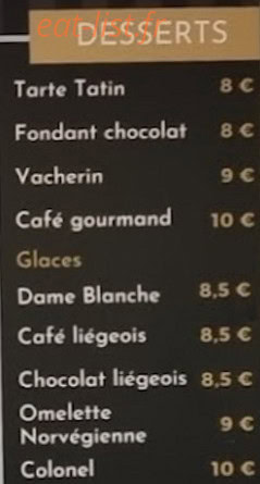 Carte et menu de Le Loup de Mer à La Londe les Maures — Les desserts