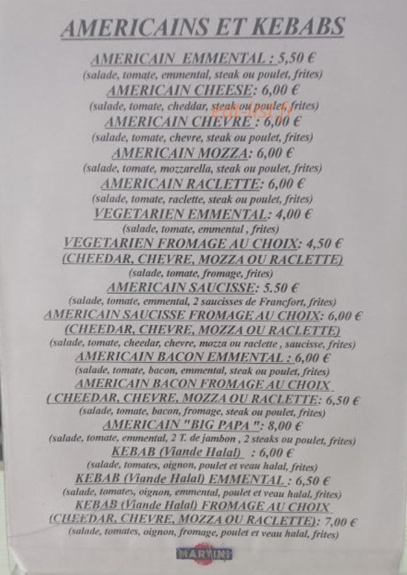 Le Snack — carte page 2