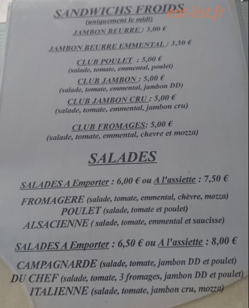 Le Snack — carte page 3