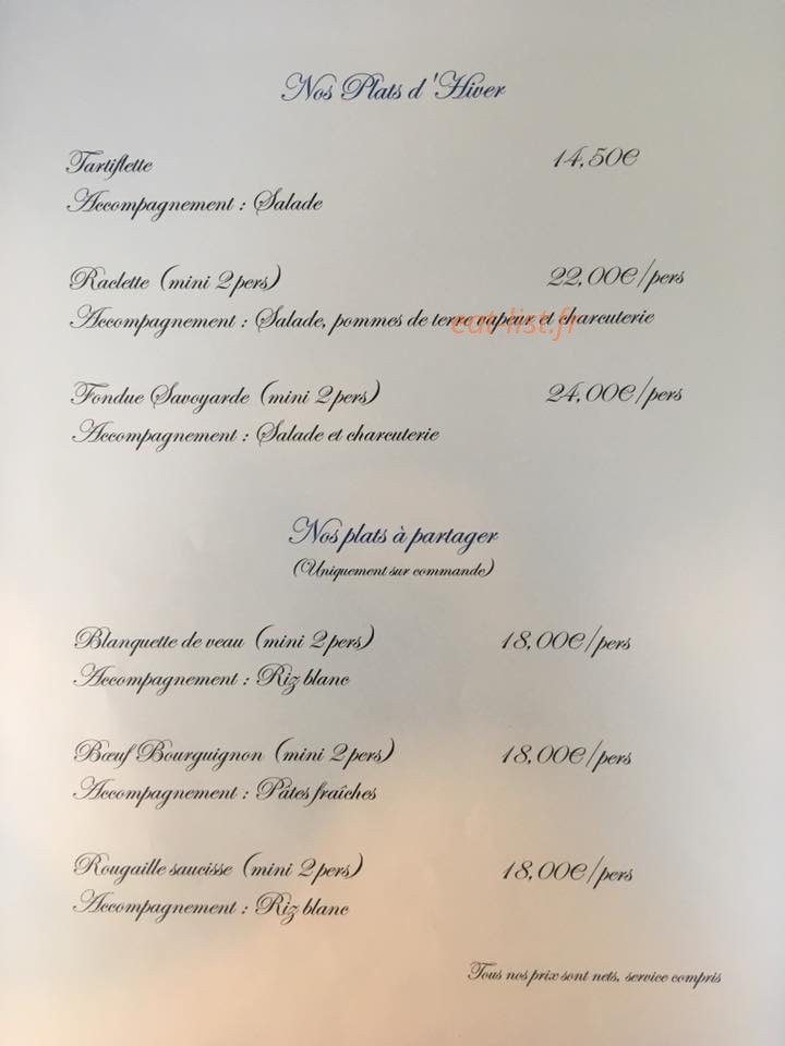 Les Saveurs d'Ange — carte page 2