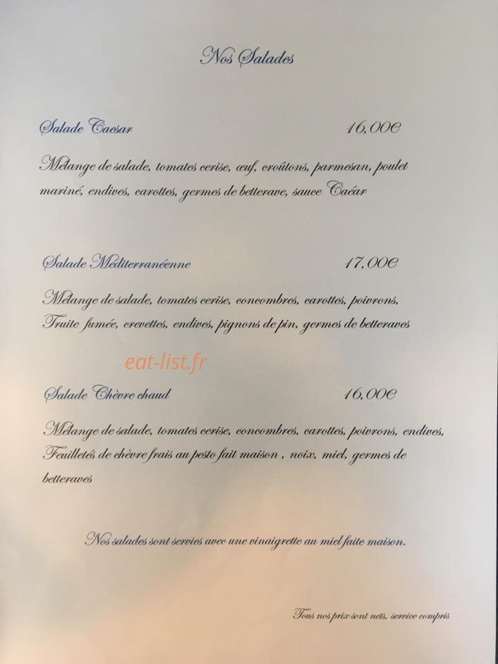 Les Saveurs d'Ange — carte page 1