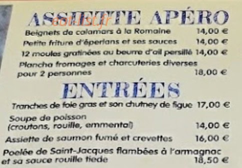 Carte et menu de Poivr'Sel à La Londe les Maures — Les assiettes apéros et entrées