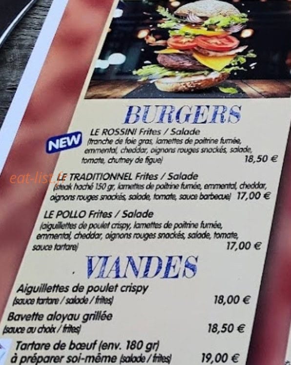 Carte et menu de Poivr'Sel à La Londe les Maures — Les burgers et viandes