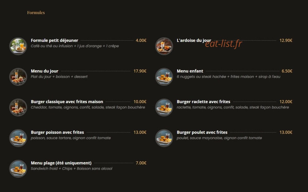Snack chez Micka — carte page 1