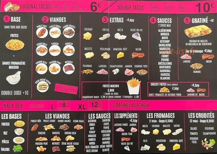 Snack N Box — carte page 1