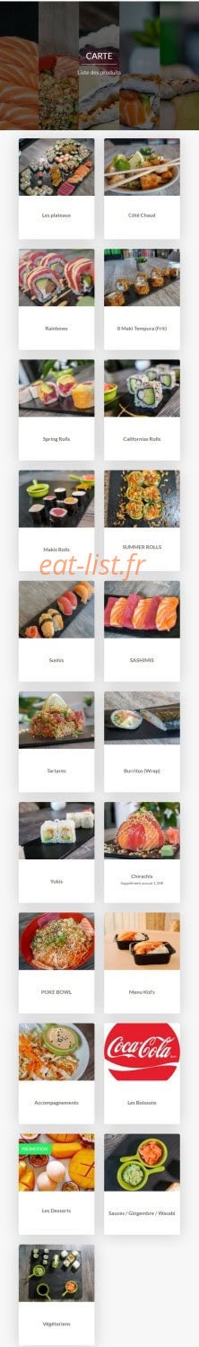 E Sushi — carte page 1