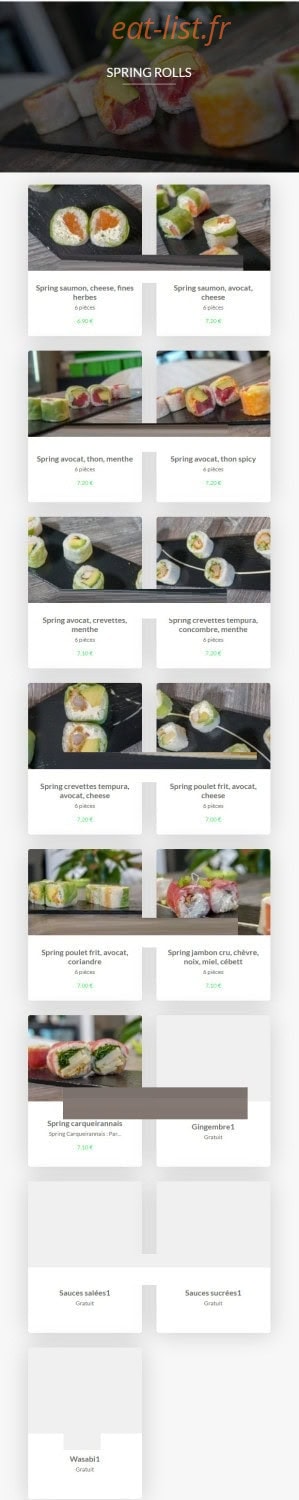 E Sushi — carte page 8