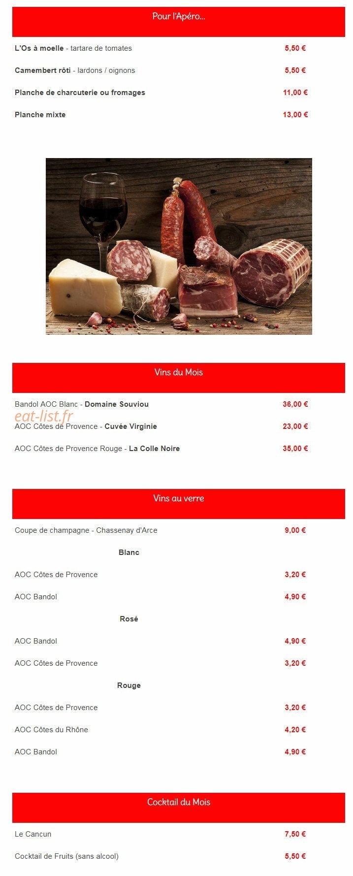 Le Patio — carte page 1