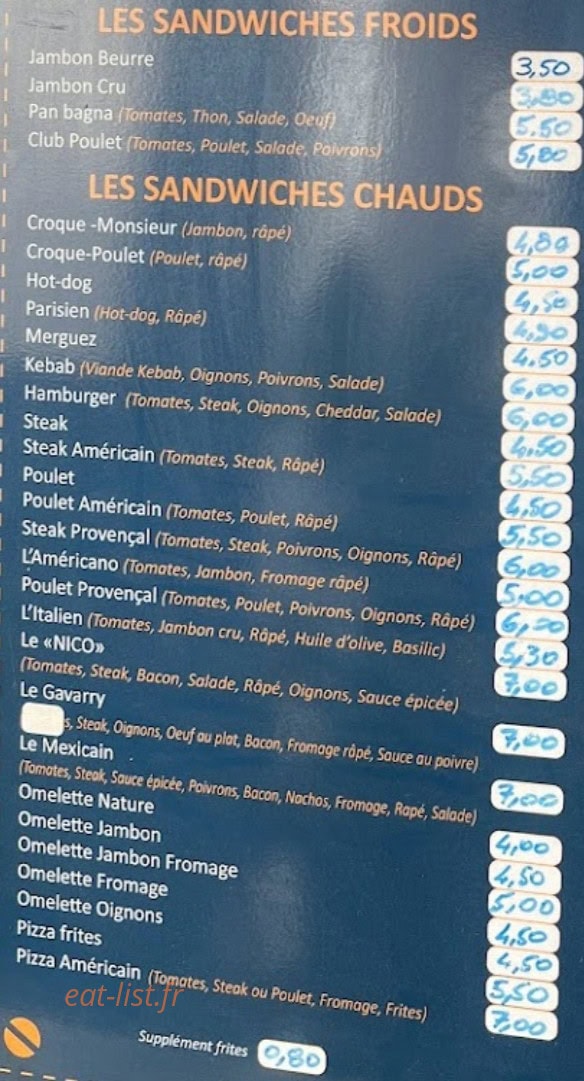 Snack chez Nico — carte page 2