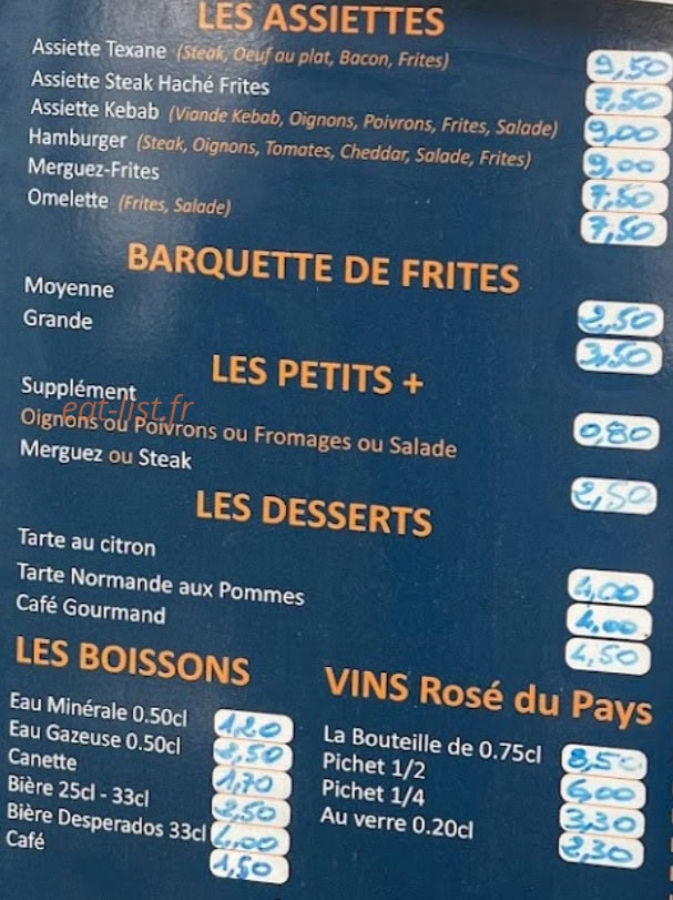 Snack chez Nico — carte page 1