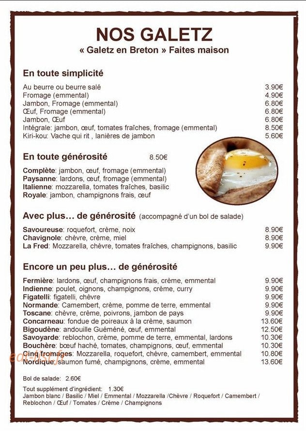 Creperie du Hameau — carte page 1