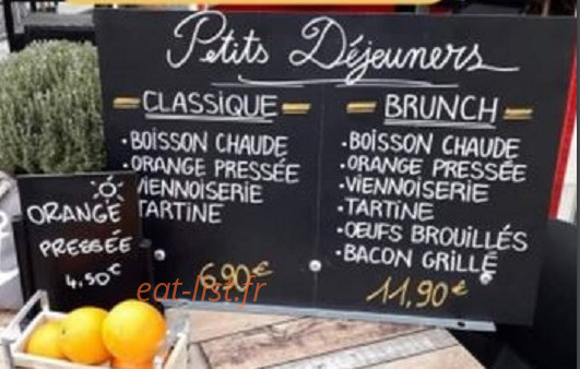 Carte et menu de L'abri Côtier de la madrague à Saint Cyr sur Mer — Petis déjeuners