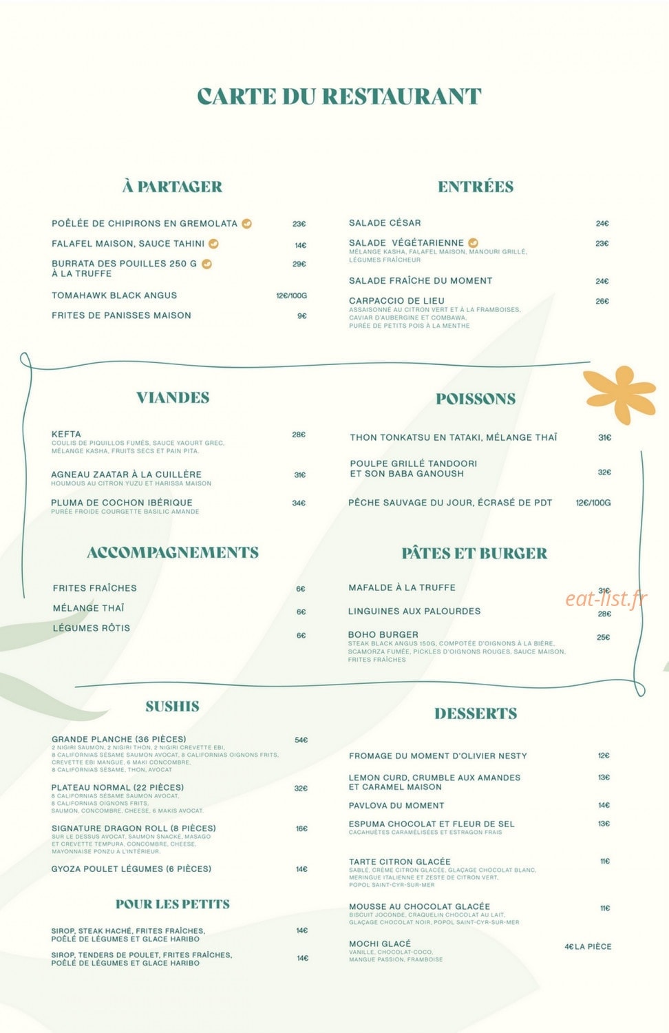 La Boho Beach — carte page 1
