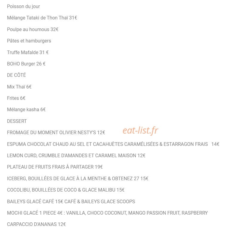 La Boho Beach — carte page 5
