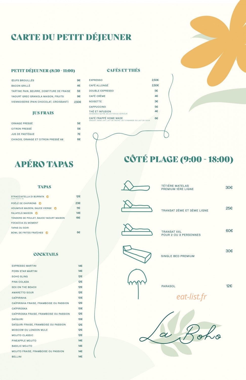 La Boho Beach — carte page 2