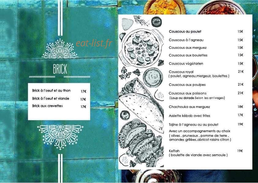 Carte et menu de La medina à Saint Cyr sur Mer — Les plat