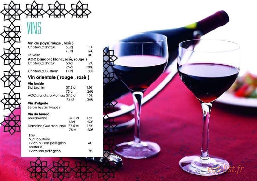 Carte et menu de La medina à Saint Cyr sur Mer — Les vins