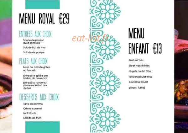 Carte et menu de La medina à Saint Cyr sur Mer — Les menus