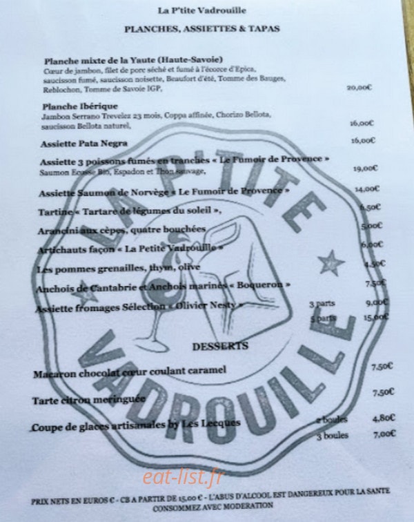 La P’tite Vadrouille — carte page 1