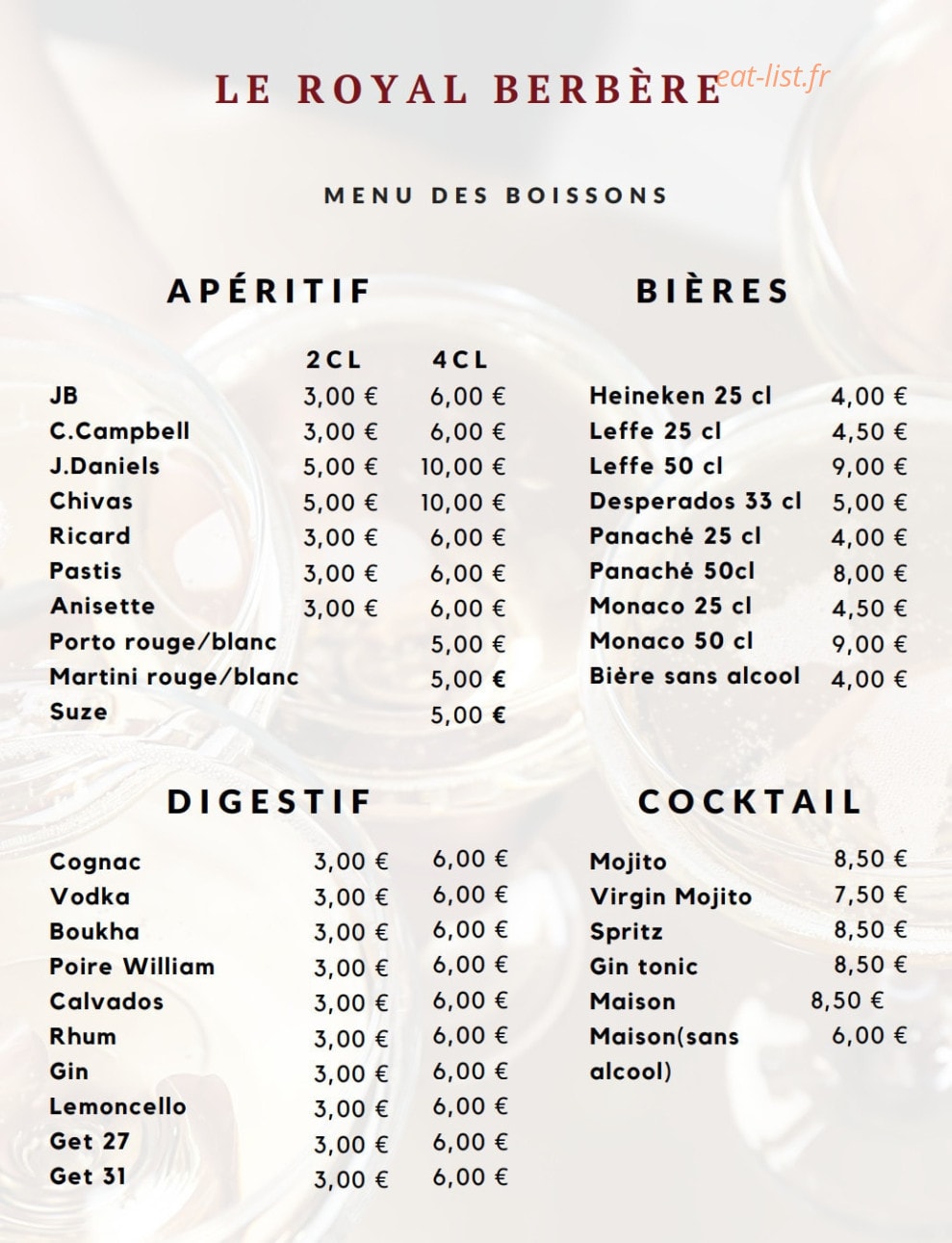Le Royal Berbere — carte page 6