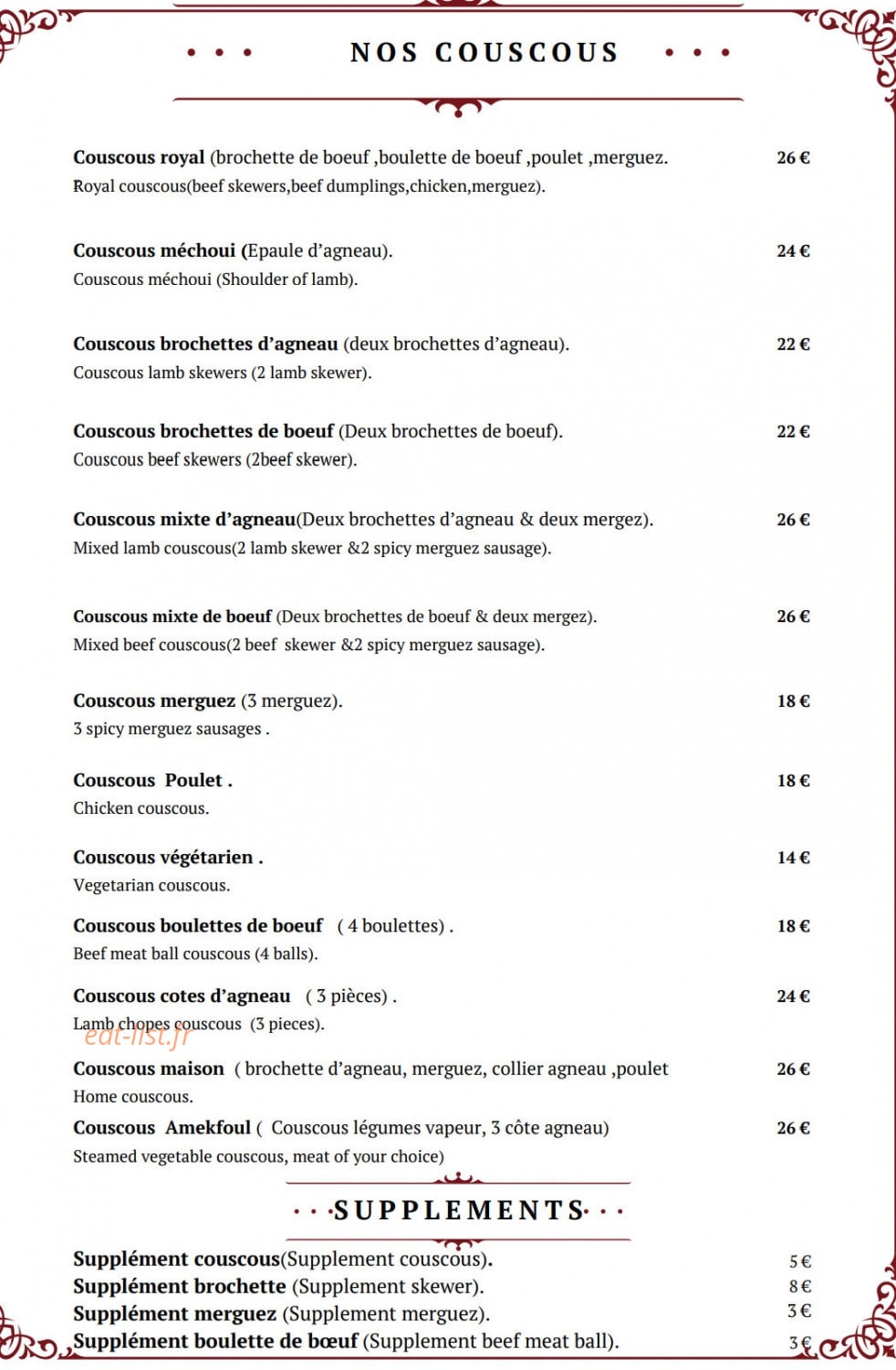 Le Royal Berbere — carte page 2