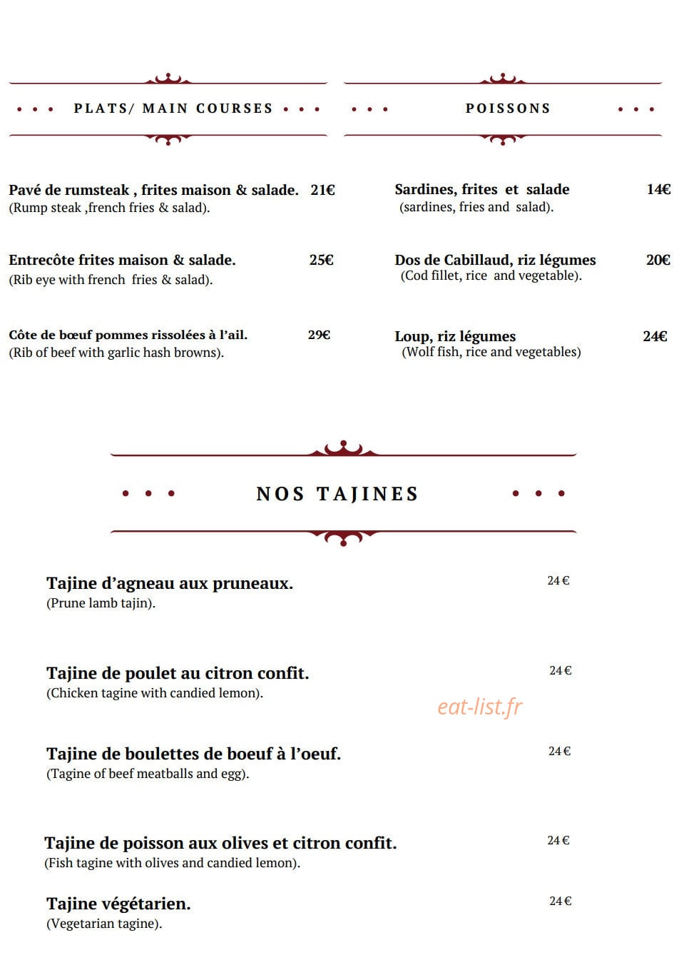 Le Royal Berbere — carte page 3