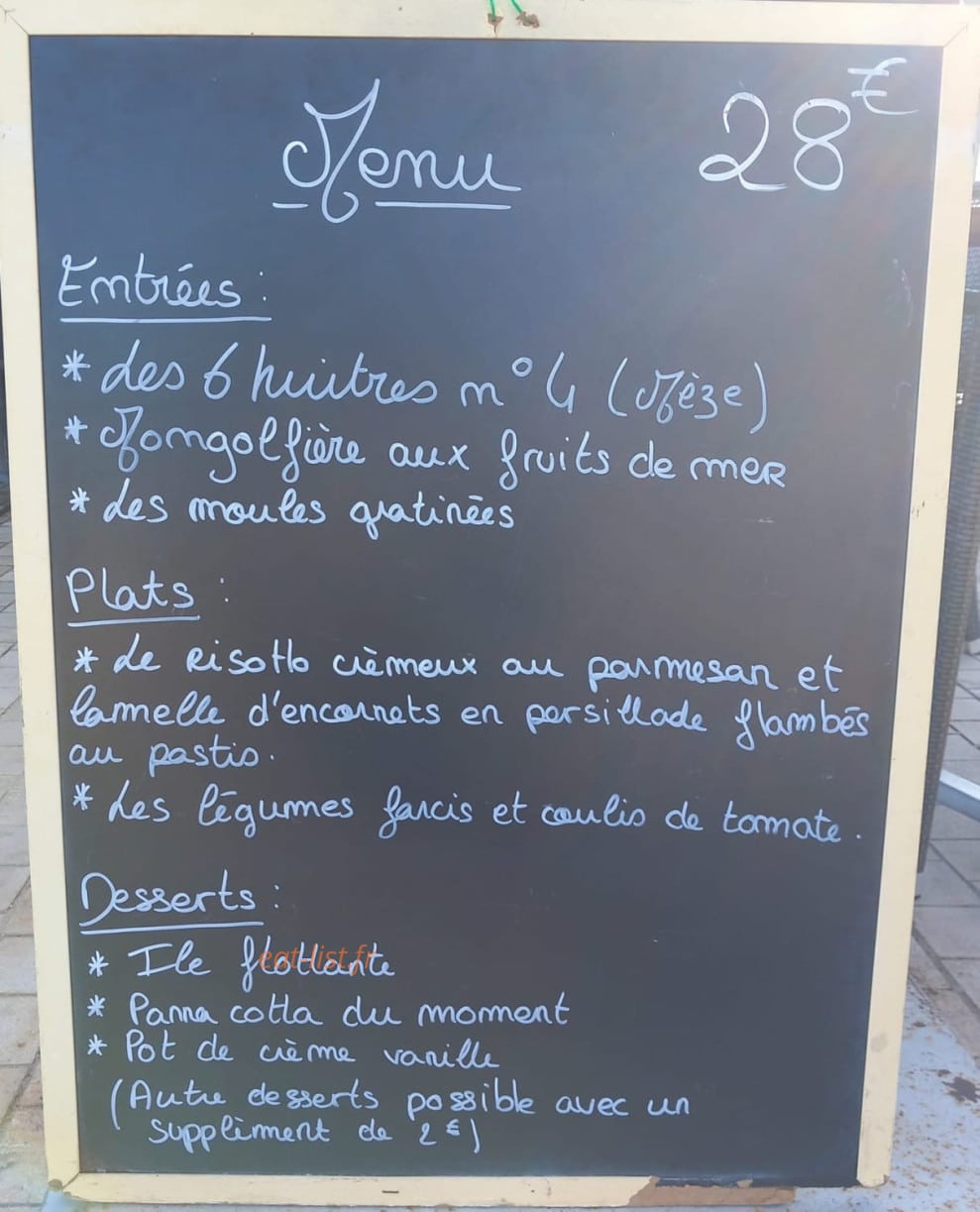 Carte et menu de Les Tontons à Saint Cyr sur Mer — Le menu 28€