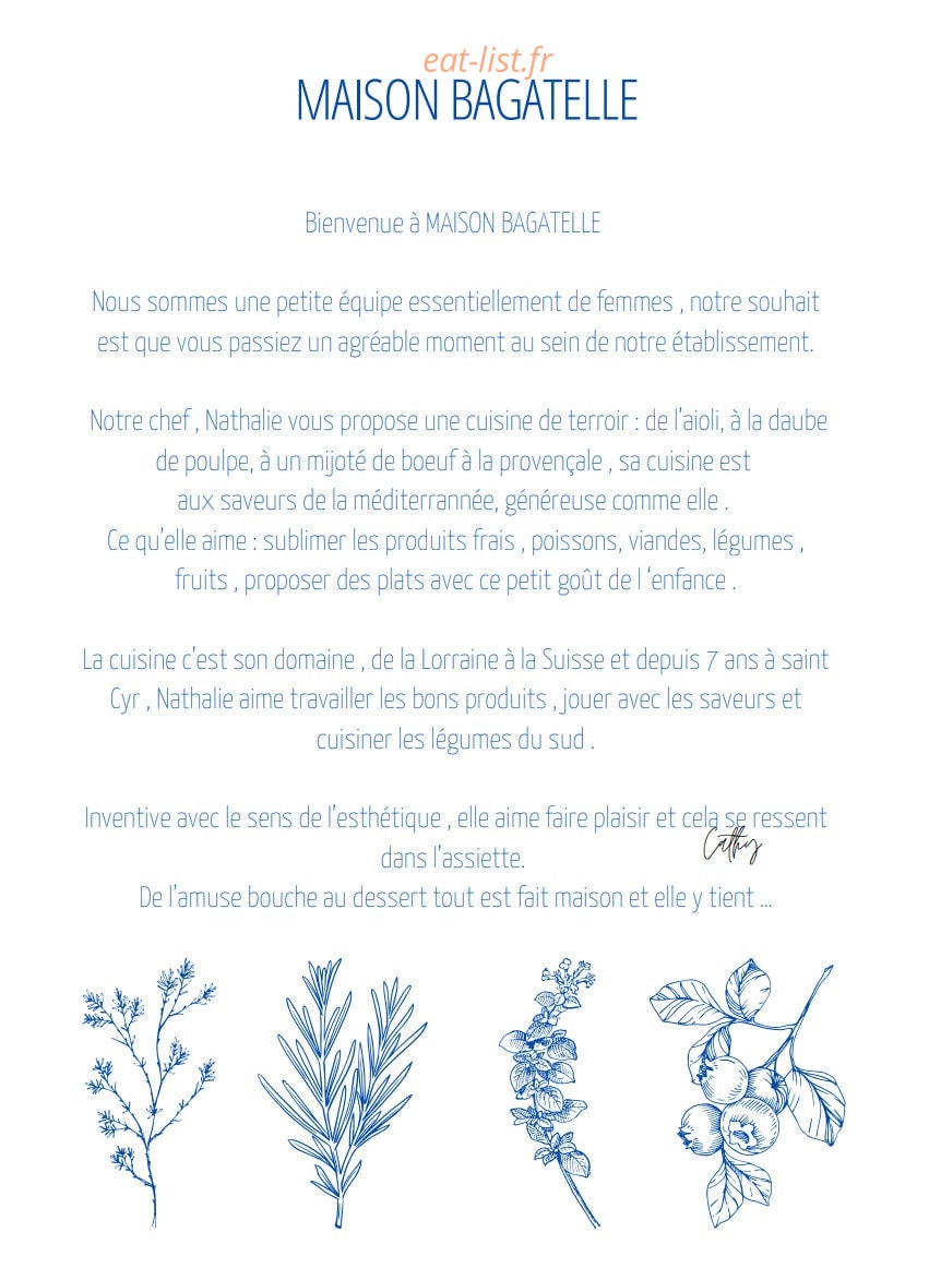 Maison Bagatelle — carte page 7
