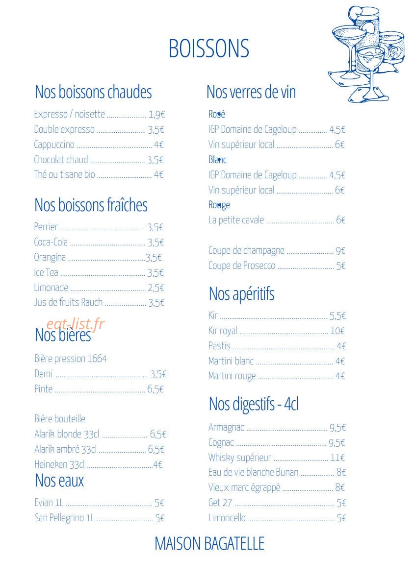 Maison Bagatelle — carte page 6