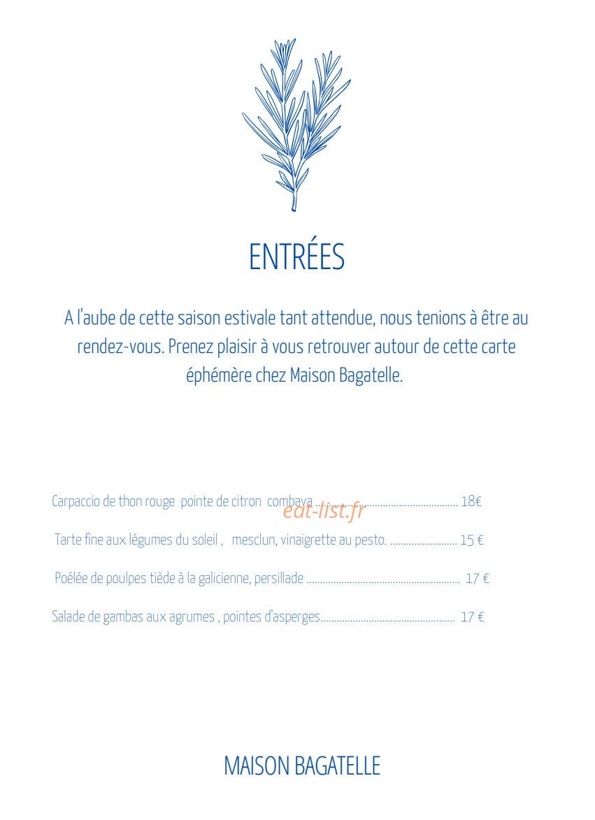 Maison Bagatelle — carte page 2