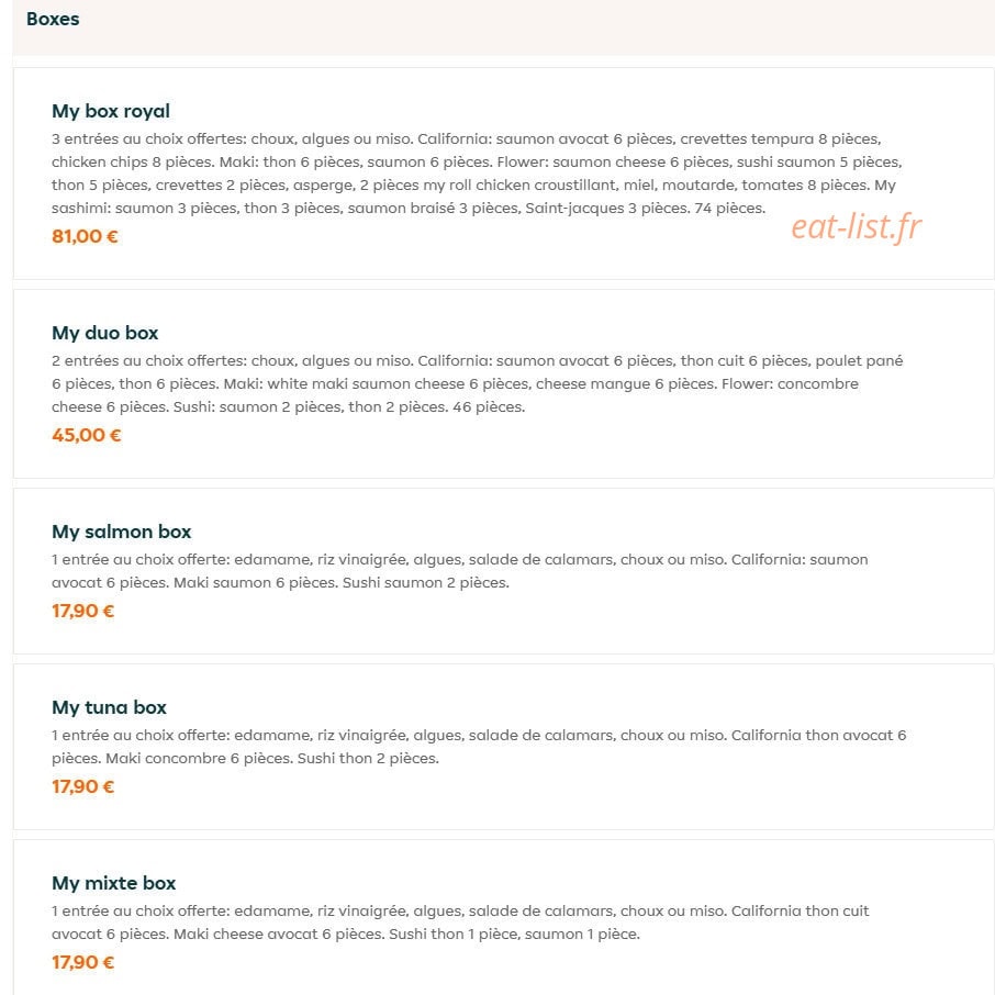 O my sushi — carte page 1