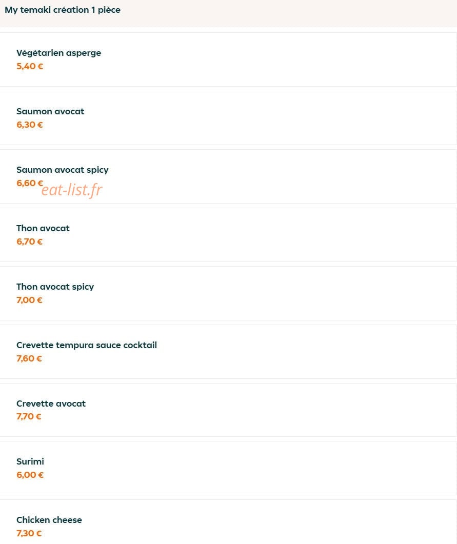 O my sushi — carte page 5