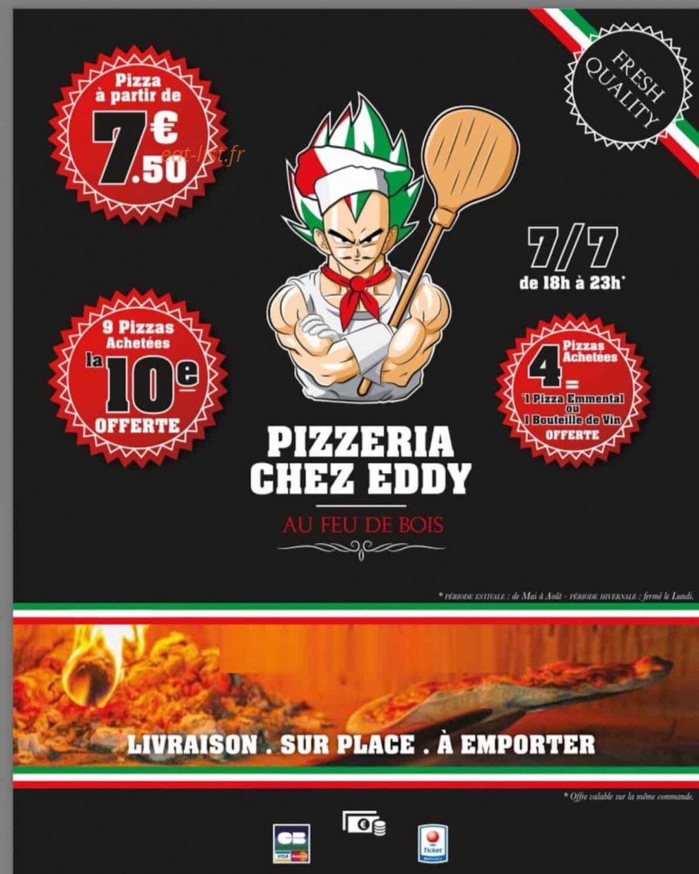 Carte et menu Pizzeria Chez Eddy Saint Cyr sur Mer