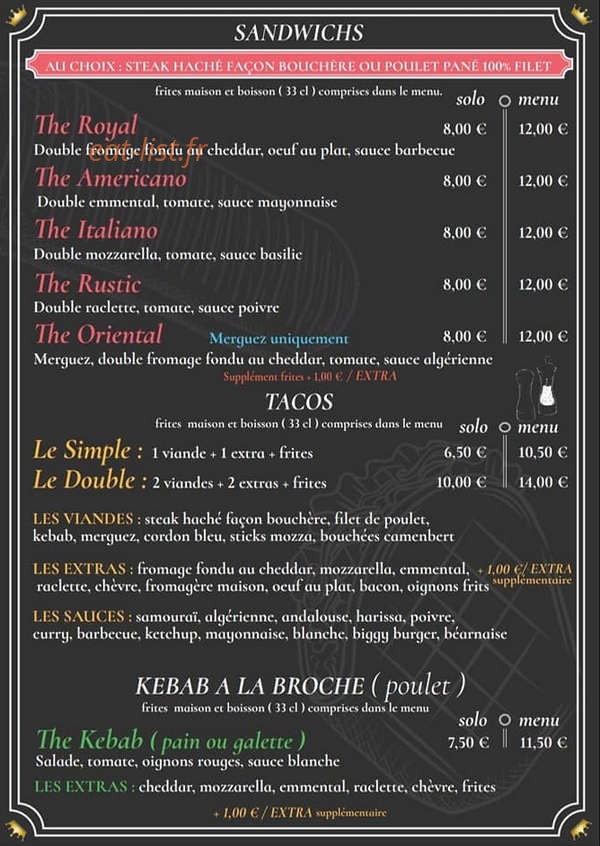 The SnacKing — carte page 3