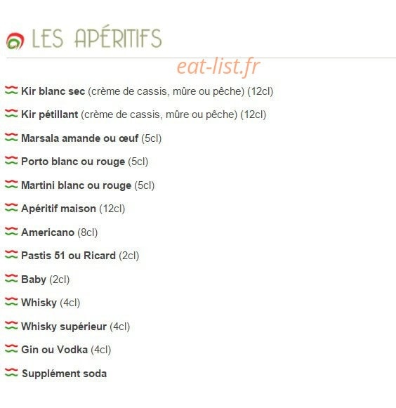 Trattoria — carte page 1