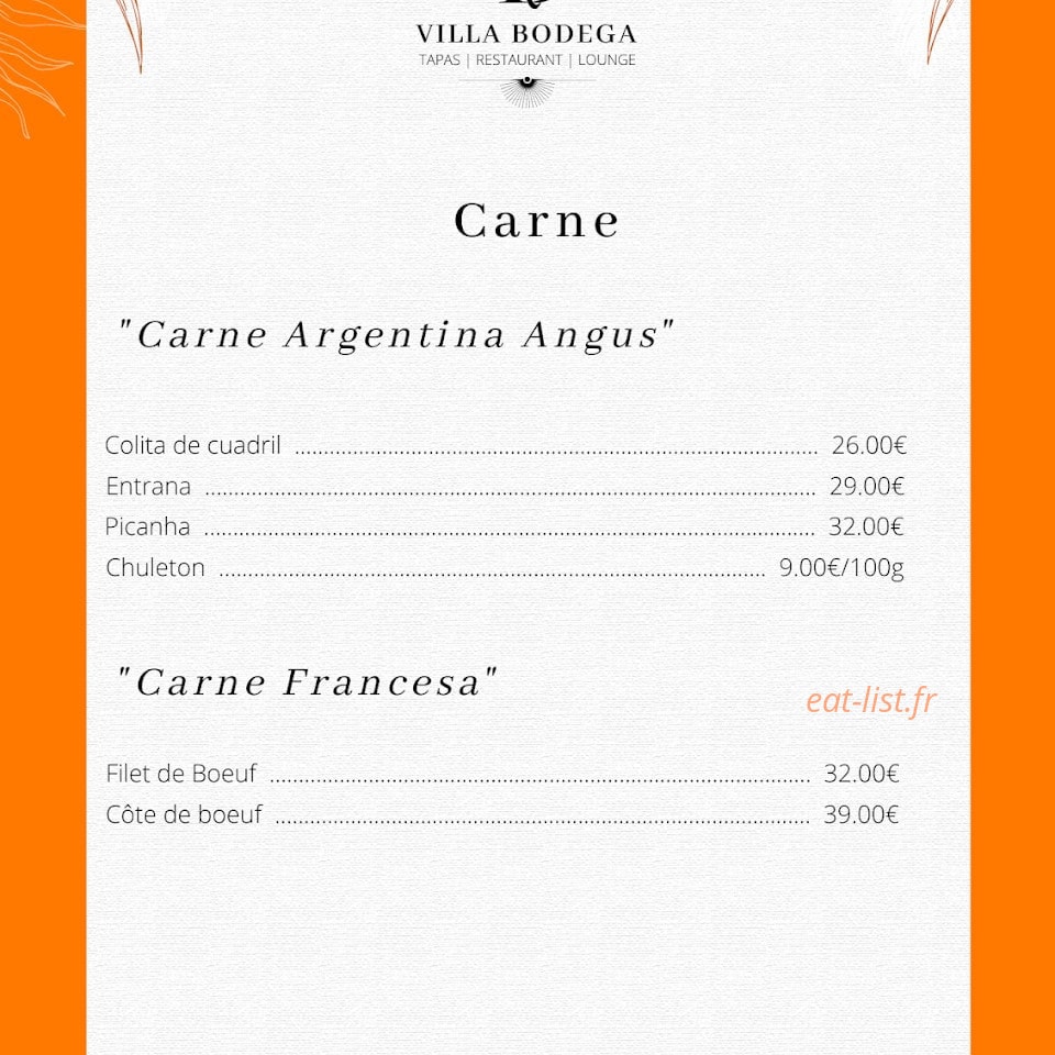 Villa Bodega — carte page 3