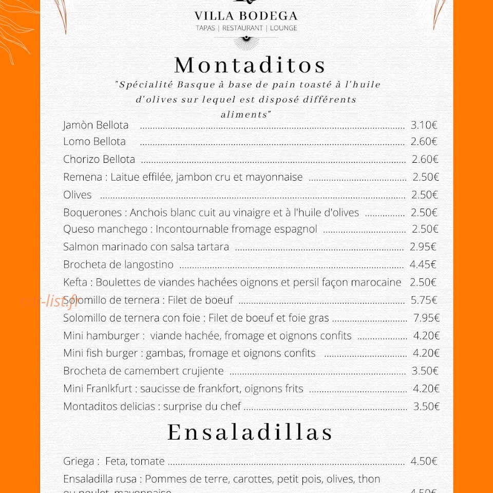 Villa Bodega — carte page 7