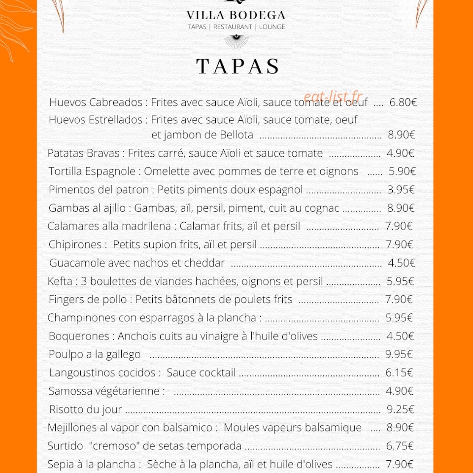Villa Bodega — carte page 6