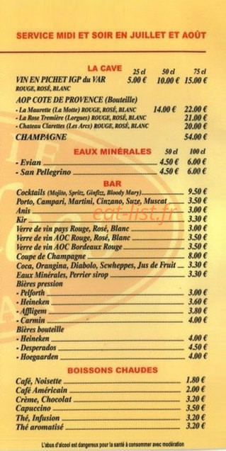 Brasserie des Allées — carte page 3