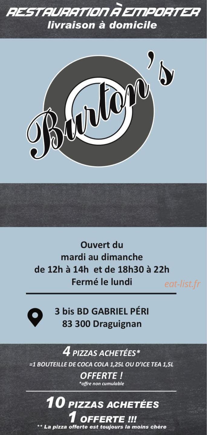Burton's — carte page 1