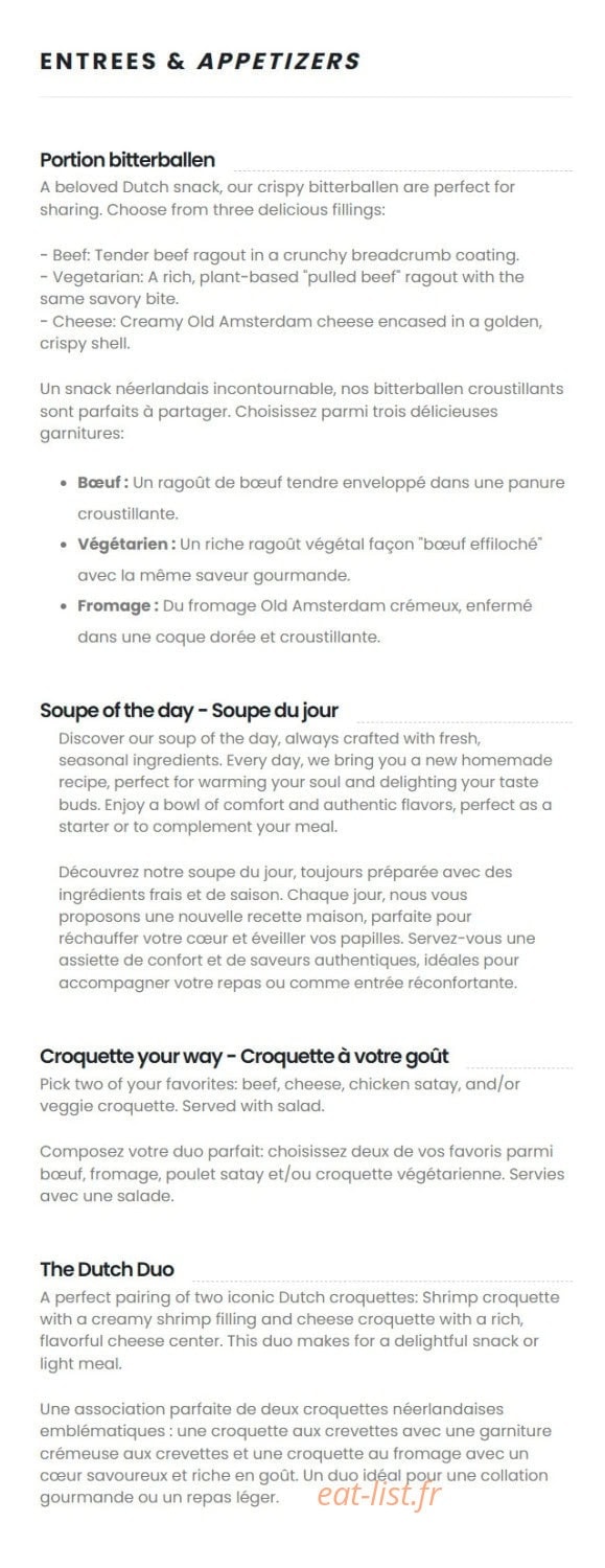 Dutch & Divine — carte page 1