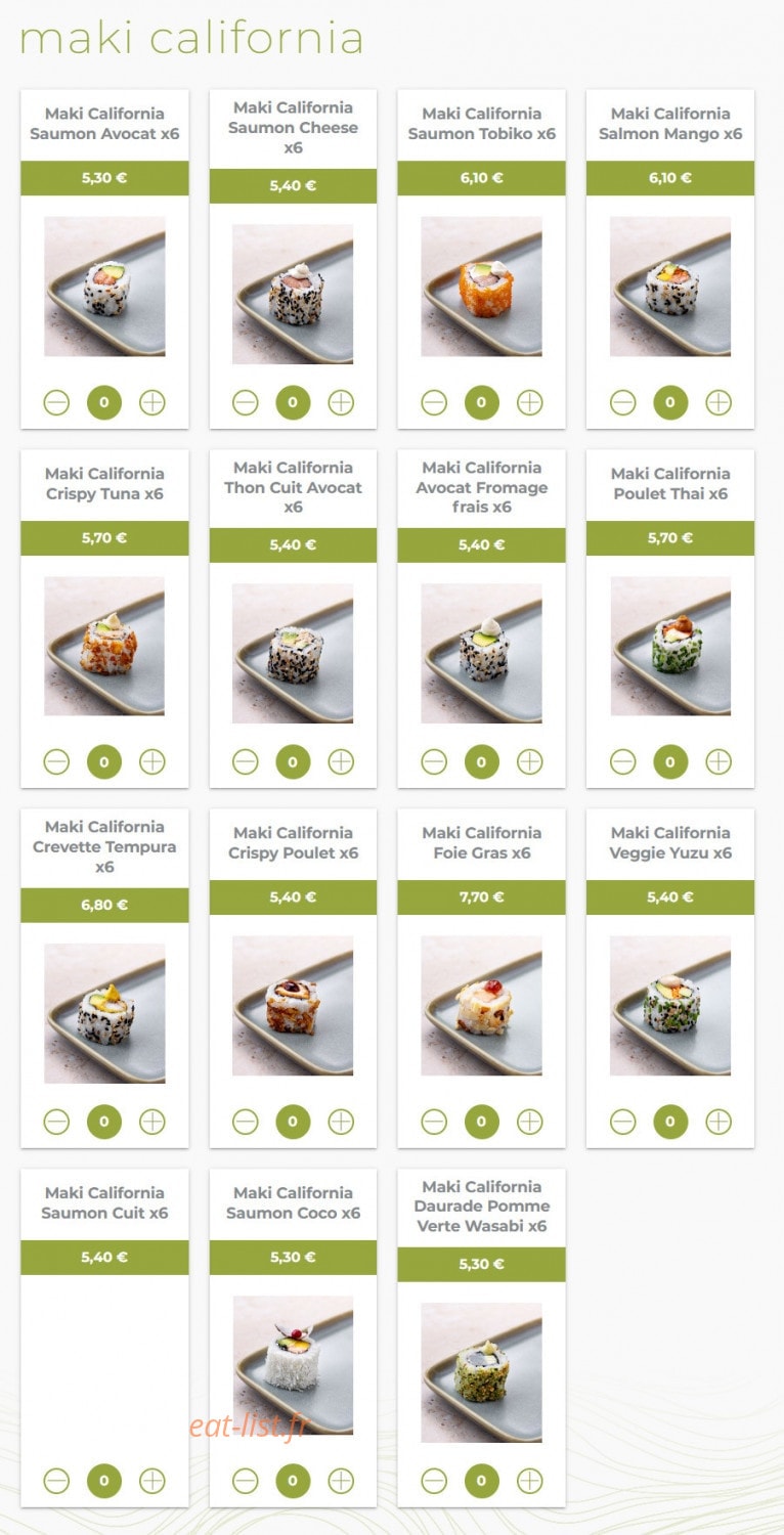 Eat sushi — carte page 9