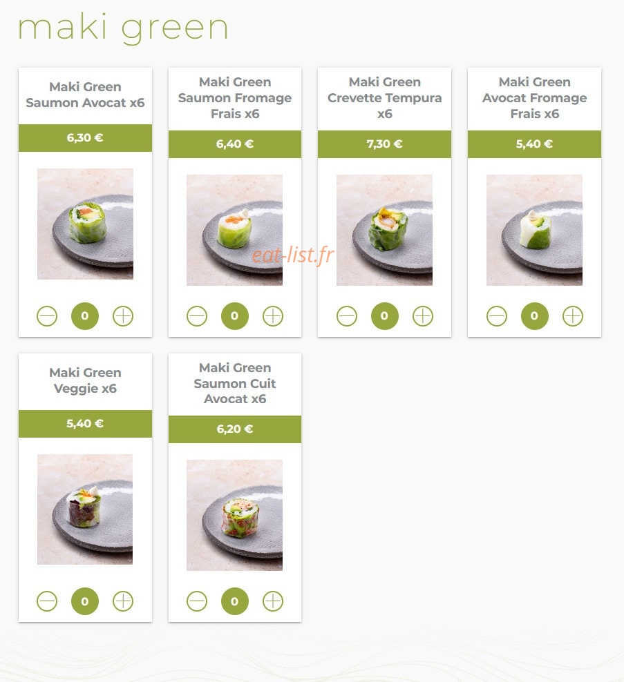 Eat sushi — carte page 10